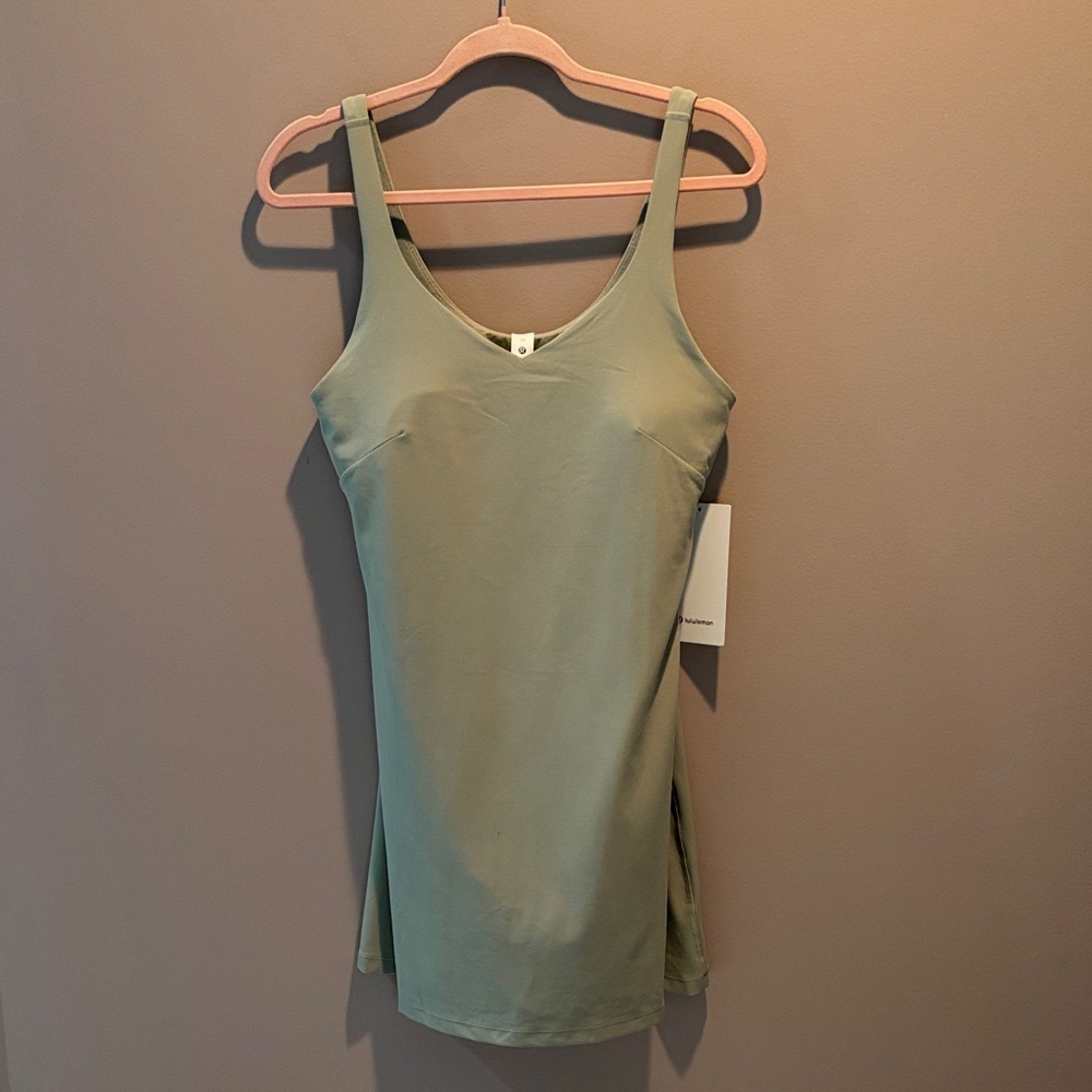 LULULEMON ALIGN DRESS IN FOG GREEN SZ 12 NWT